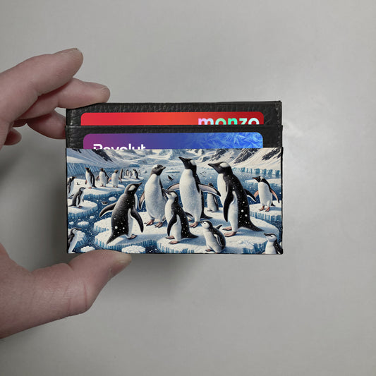 Penguins print slim wallet