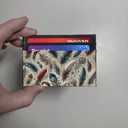 feathers print slim wallet
