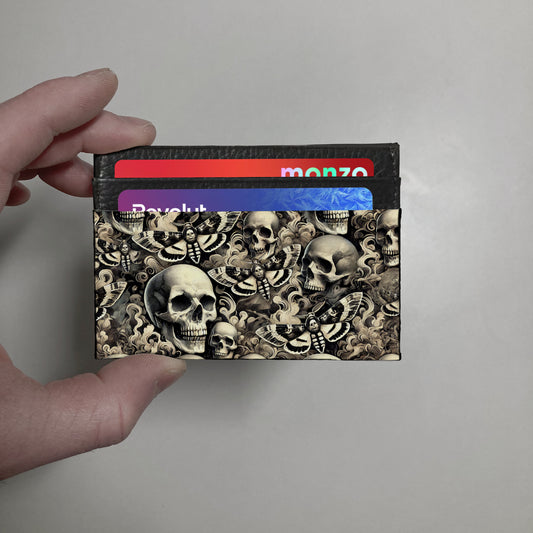 Skull and Deathmoth print slim wallet