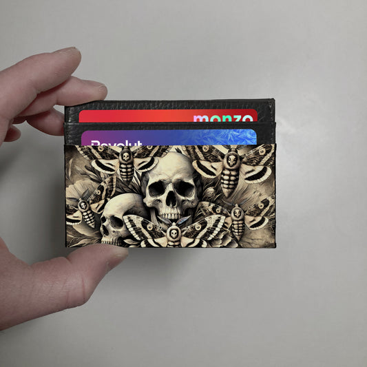 Skull and Deathmoth print slim wallet