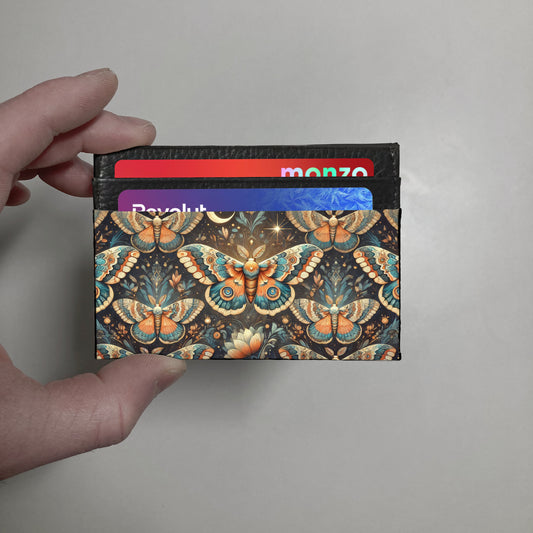 Patterned moth print slim wallet