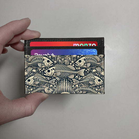 Fish bones print slim wallet