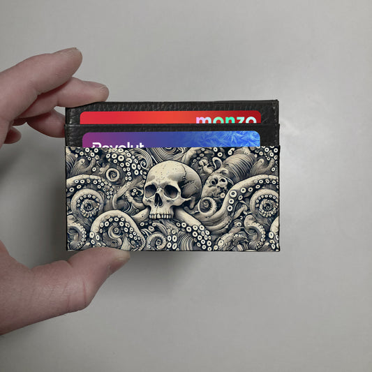 Octopus and Skull print slim wallet