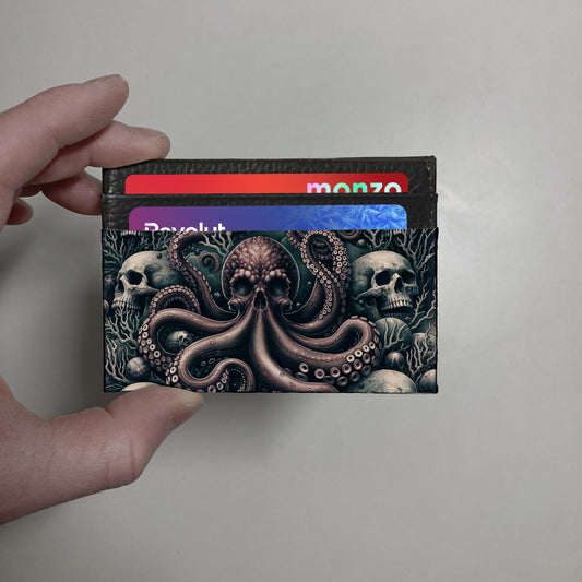 Octopus and Skull print slim wallet