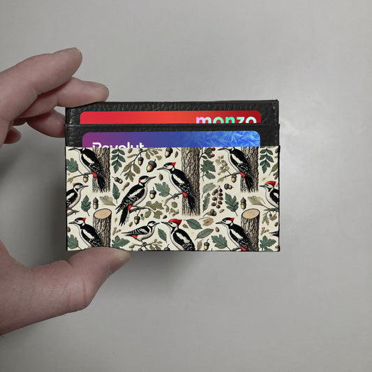 Woodpecker print slim wallet